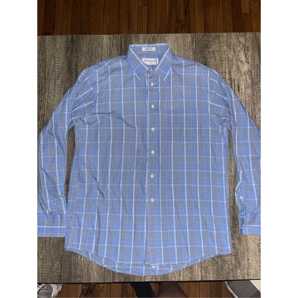 Burberry of london MADE IN USA COTTON BLUE BUTTON UP DRESS SHIRT 16-34